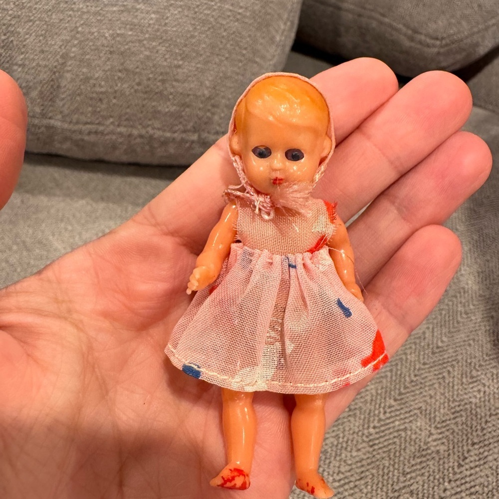Gorgeous Vintage Small Celluloid Baby Doll, Made In Italy - Original Clothing